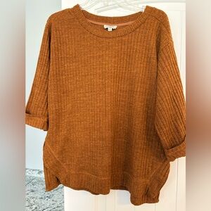 Umgee 🍑 Cozy Ribbed Knit Sweater - Rust